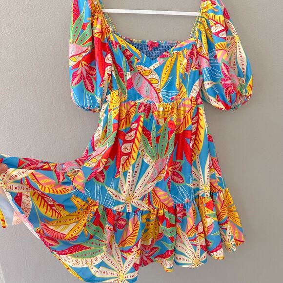 Flying Tomato Blue and Pink Puff Sleeve Sundress - Picture 9 of 13